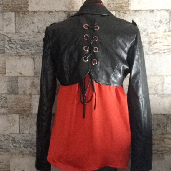 Paper tee faux leather jacket (KKK) #2 - Picture 5 of 8